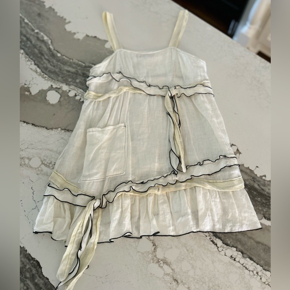 Sarah Clemens Custom Linen Black White Ivory Ruffle Flower Bloomers and Top Set - Picture 2 of 10